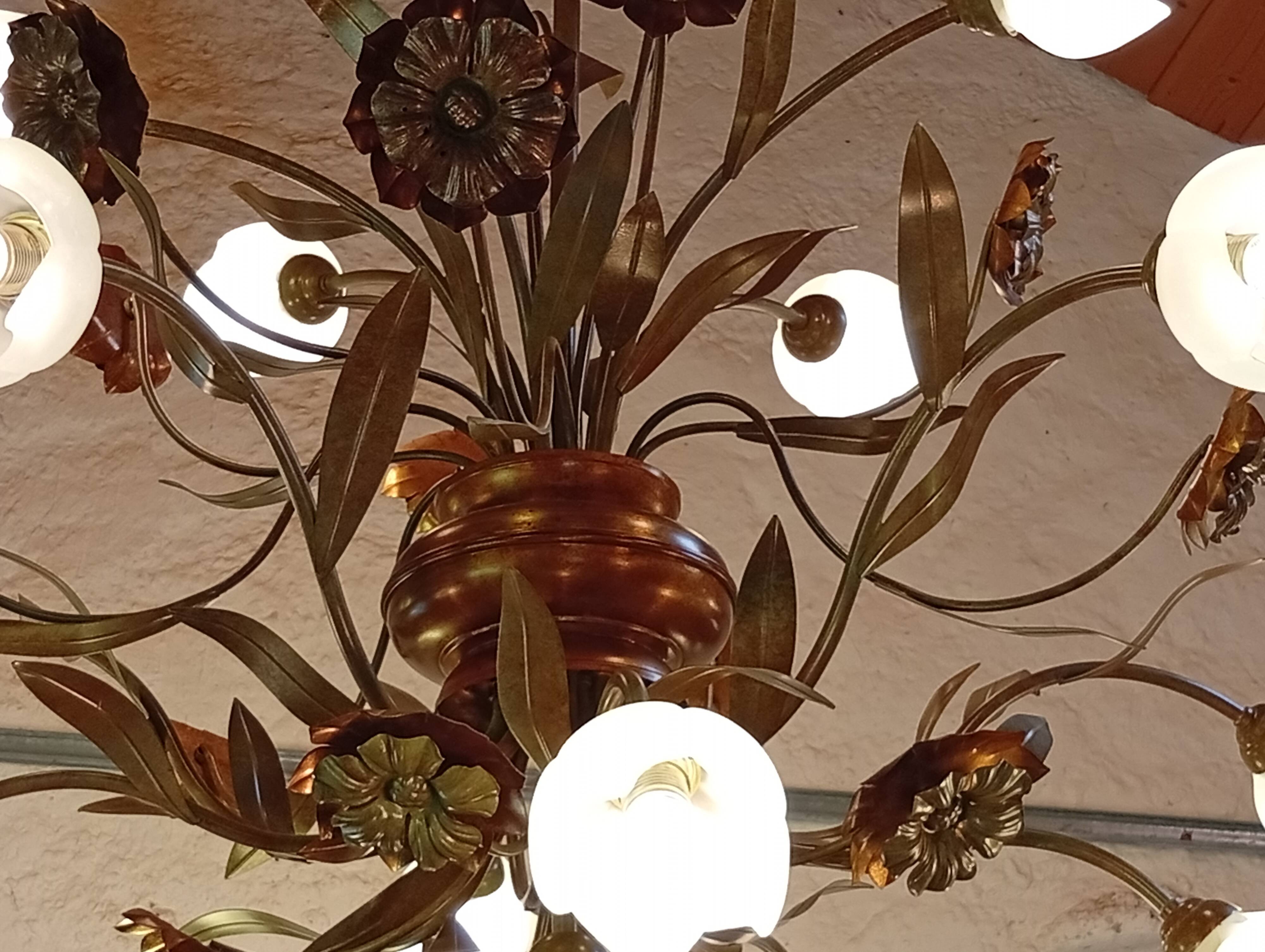 Monumental copper Florentine chandelier from the 1980s.