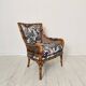 Mid-Century French Armchair in Bamboo Style with Animal Print Fabric, 1980