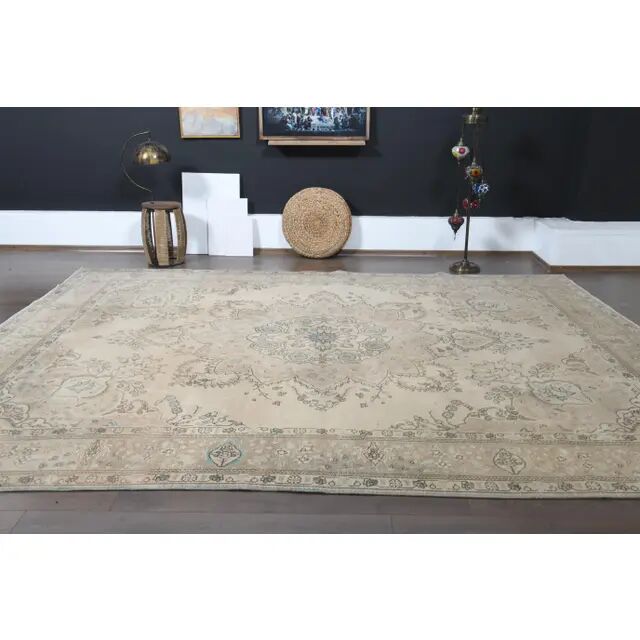 1970s Vintage Persian Handmade Wool Orange Area Rug 290x384