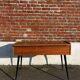 Console / bureau vintage en bois, pied compas