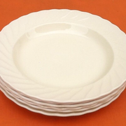 1950s Hollow plates Salins France Scalloped edge Color: Ivory