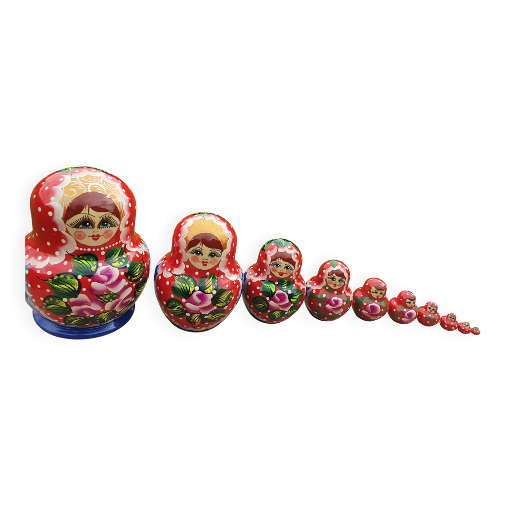 Poupées russes originales | Matriochka russe originale 26 cm, lot de 10 pièces