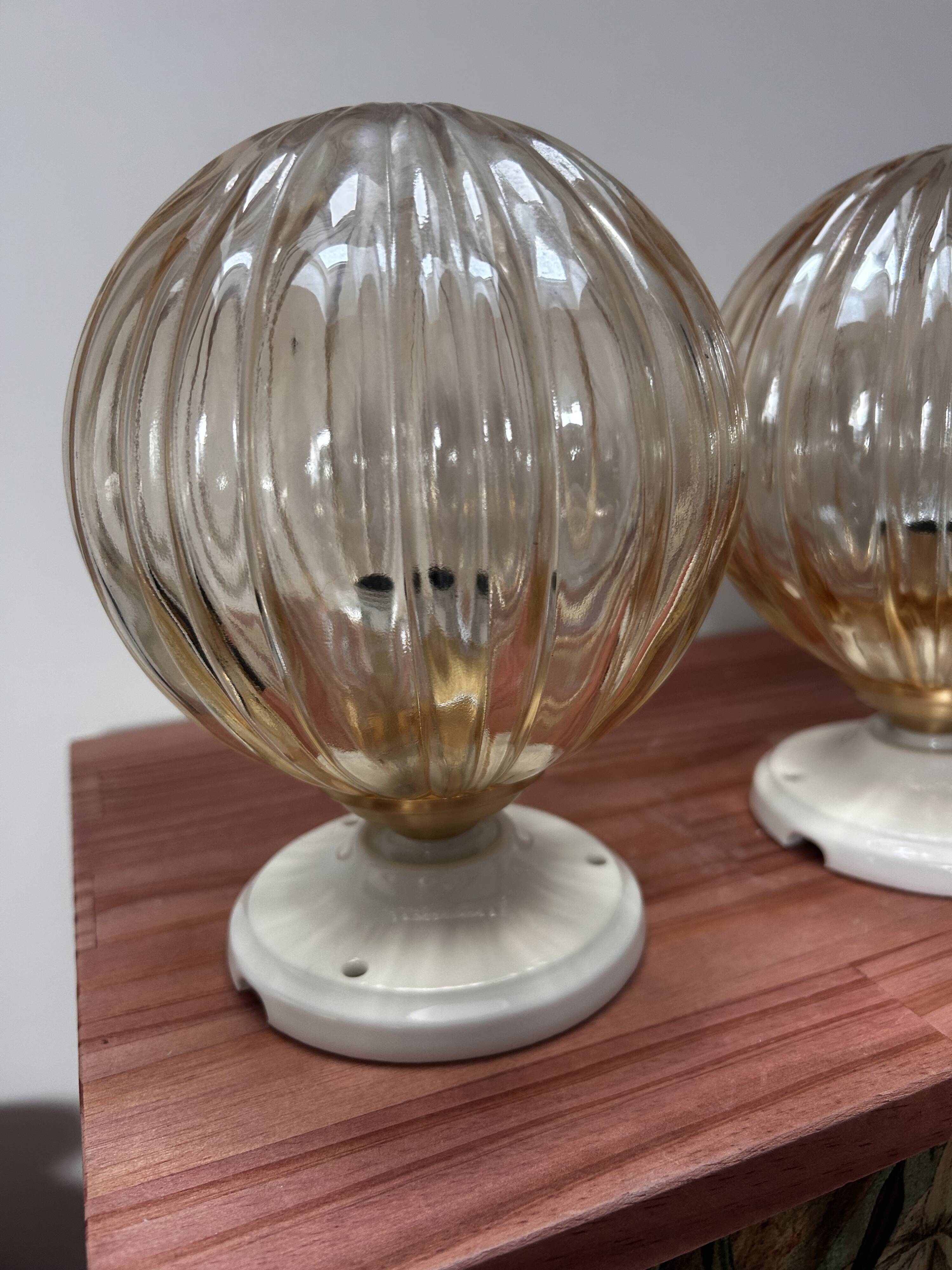 Pair of vintage globe wall lights