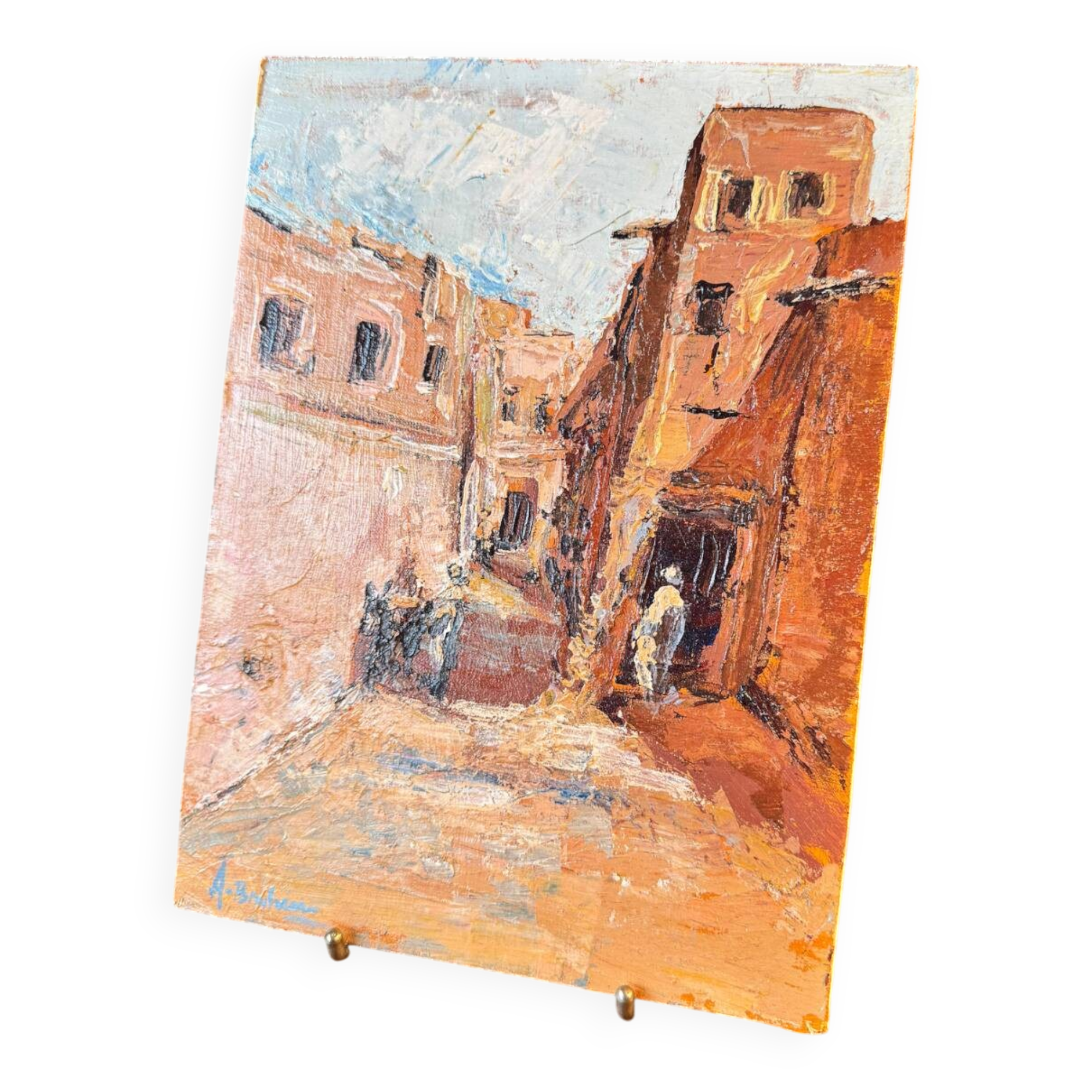 Oil on canvas – Orientalist subject. North Africa. Mid-20th century