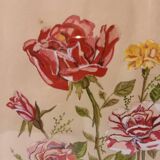 Old painting, gouache on paper, flowers, roses and carnations, framed, under glass.