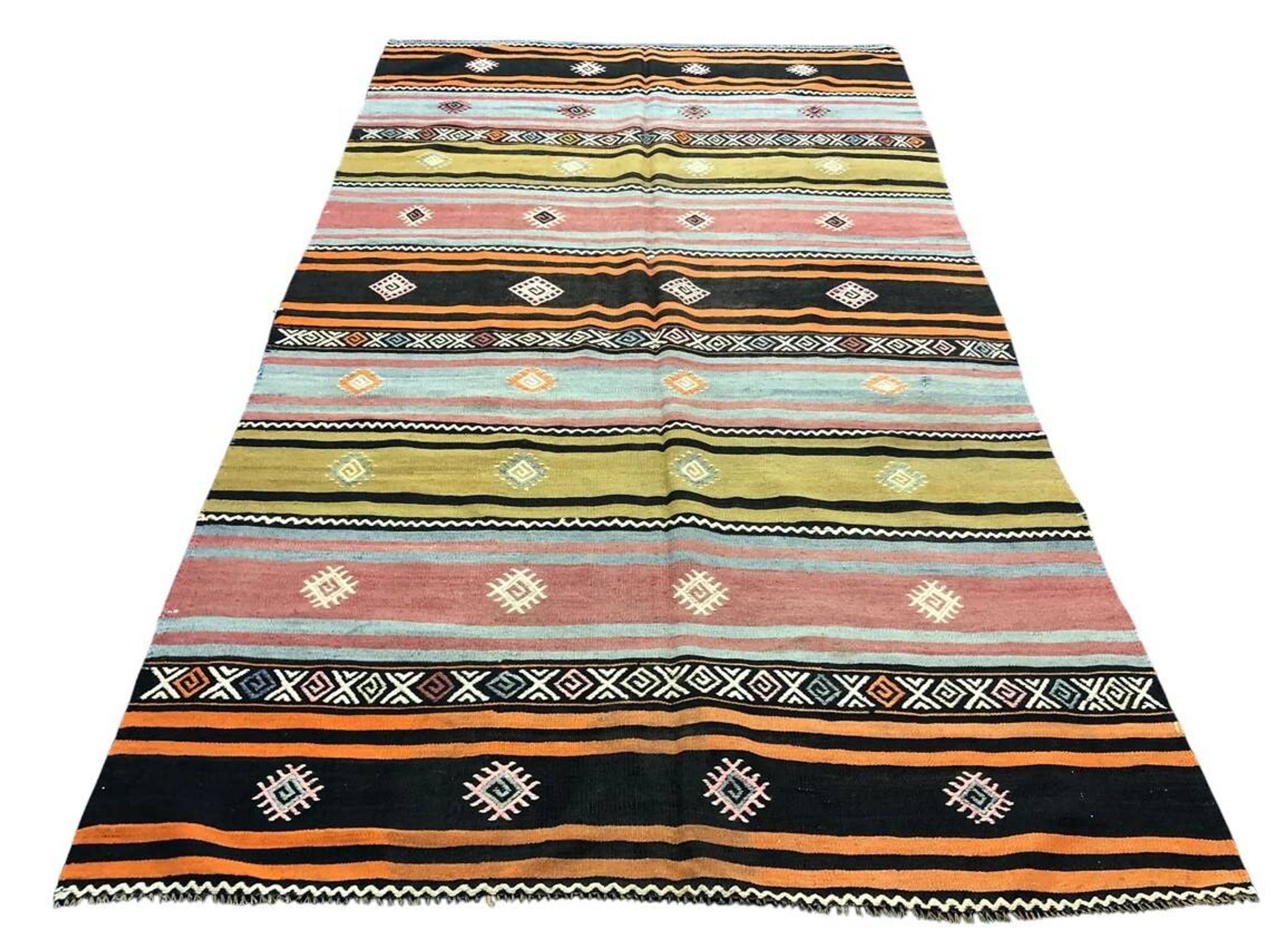 Oushak Kilim Runner en laine vintage