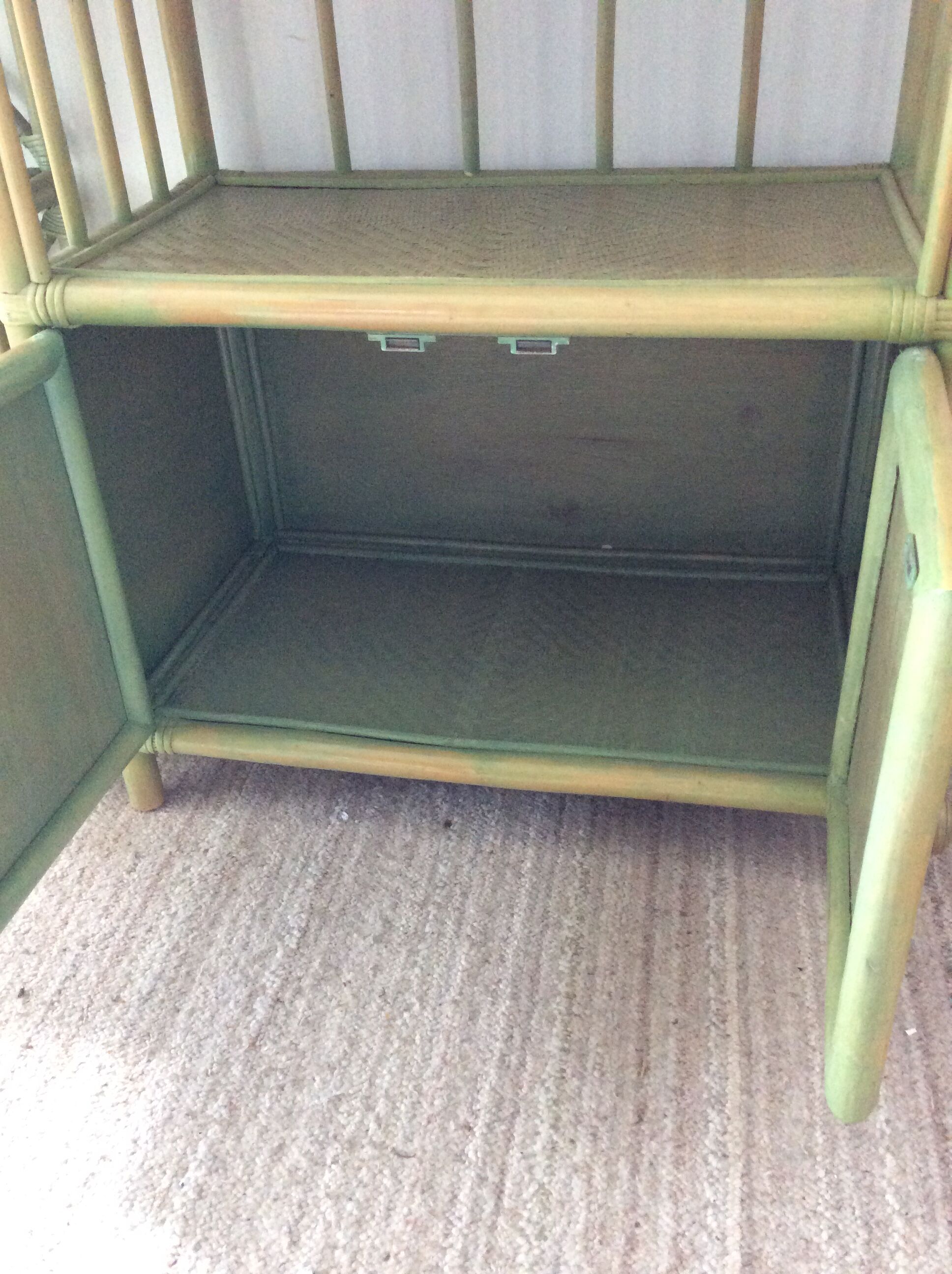 Pair of bamboo shelves from the 70s in rattan and wicker