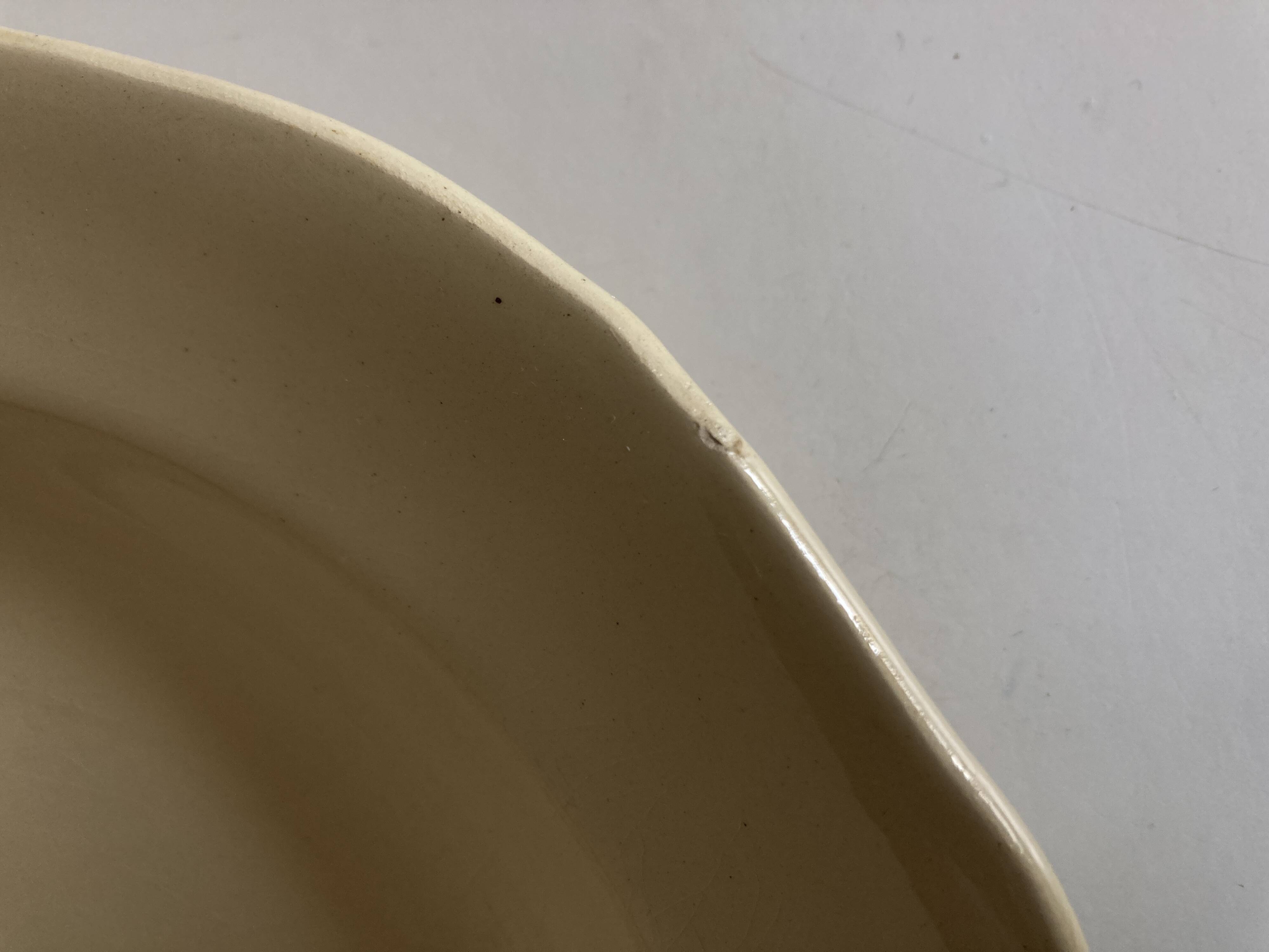 Set of 6 Gien ivory soup plates with gadroons 1938 - 1955