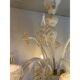 Murano Glass Chandelier in Milky and Gold with Flowers and Leaves