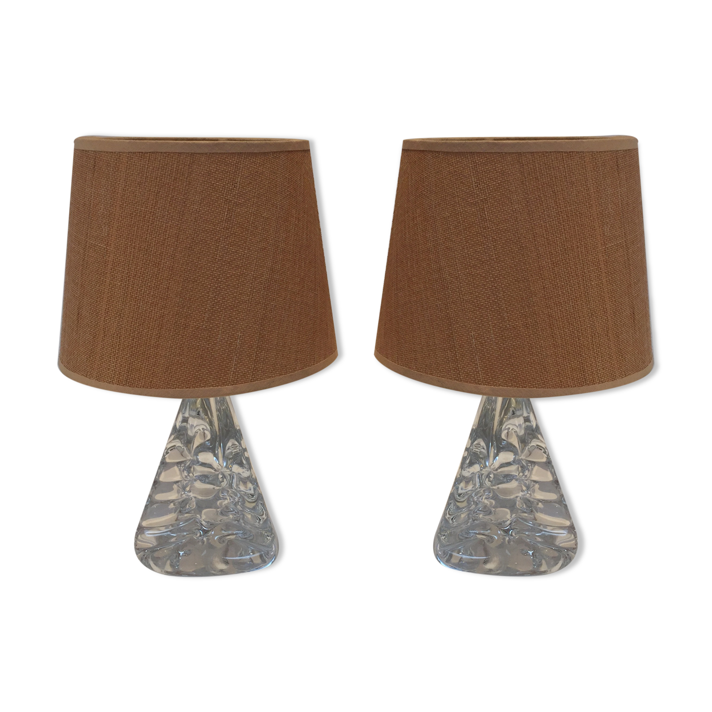 Paire lampes chevet cristal 1970
