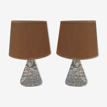 Paire lampes chevet cristal 1970