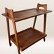 Scandinavian teak rolling dessert trolley