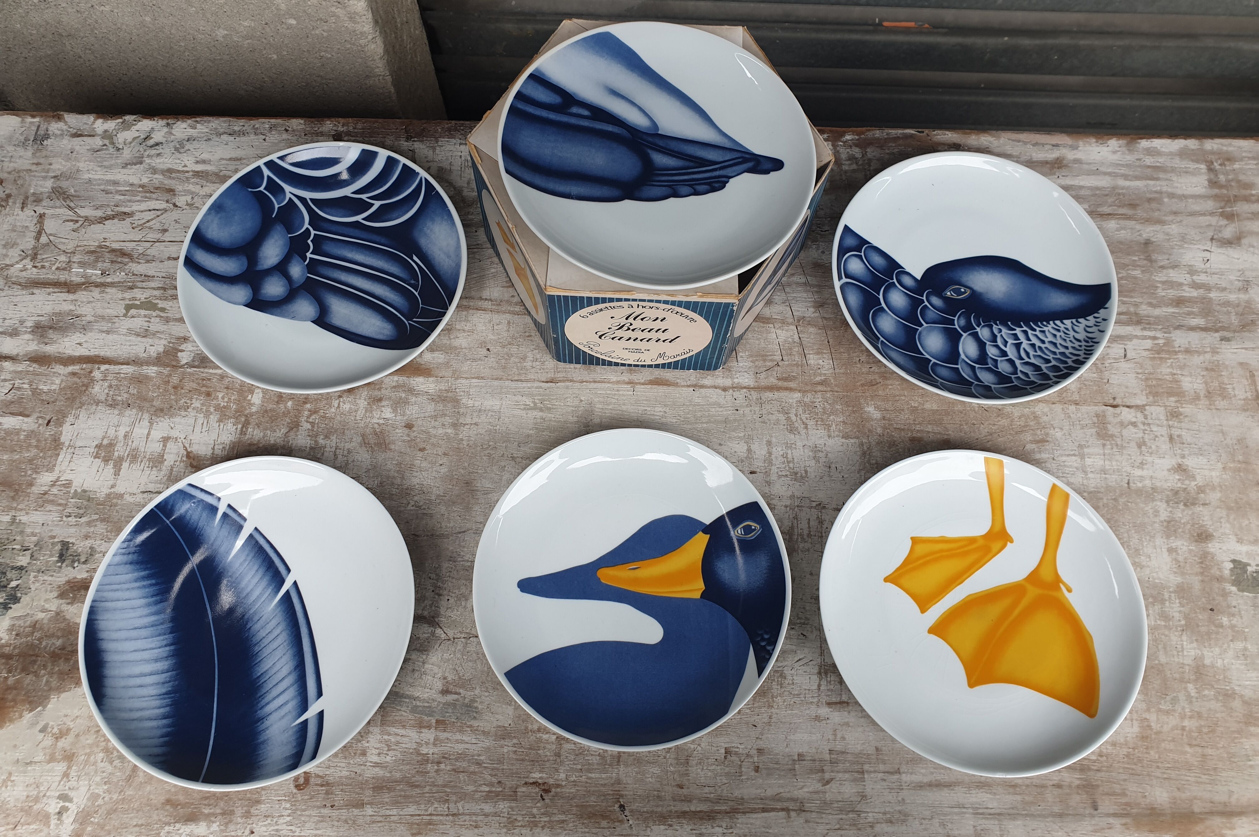 Service 6 plates porcelain ducks
