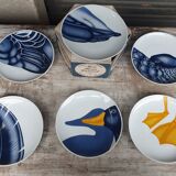 Service 6 plates porcelain ducks