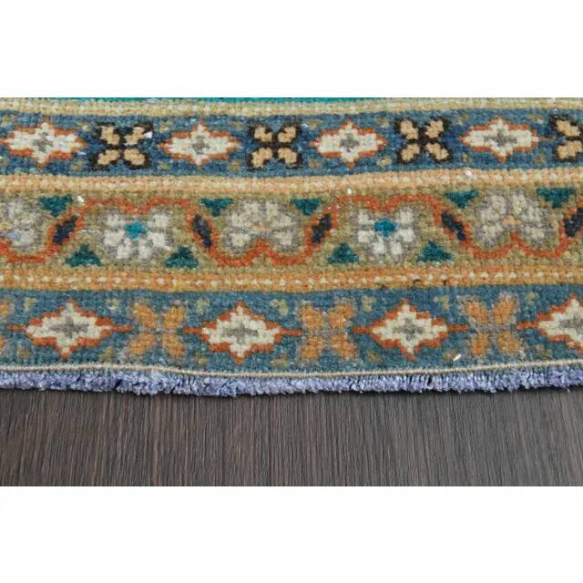 Vintage Turkish Oushak Handmade Wool Cotton Brown Runner Rug 118x301