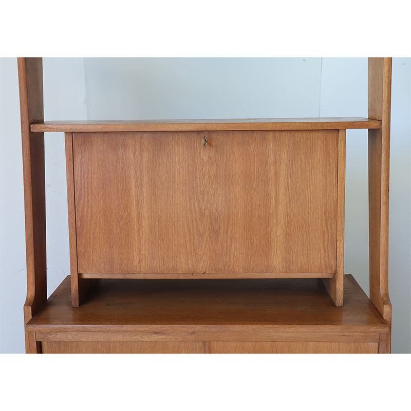 Bibliothèque avec secrétaire vintage en bois 1950