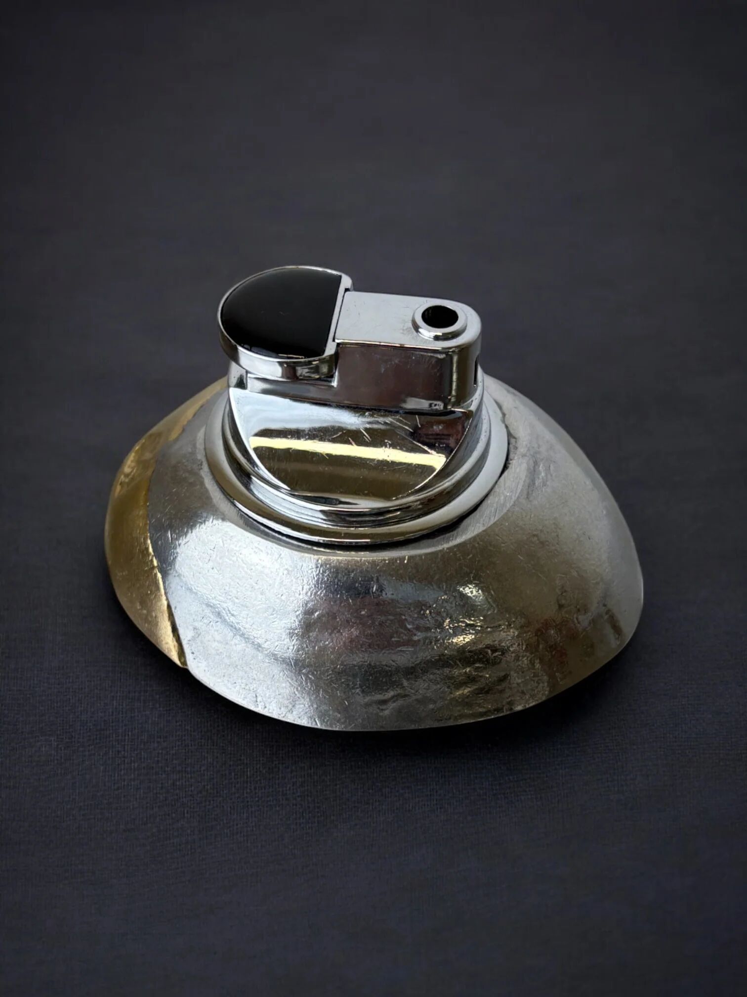 Brutalist lighter by Art3, bronze and aluminium, Spain, 1970s