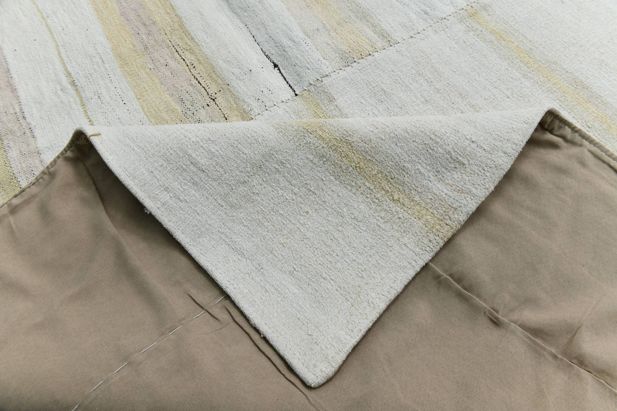 9x12 White & Cream Modern Striped Kilim Rug, 268c358Cm