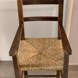 High chair in wood and straw