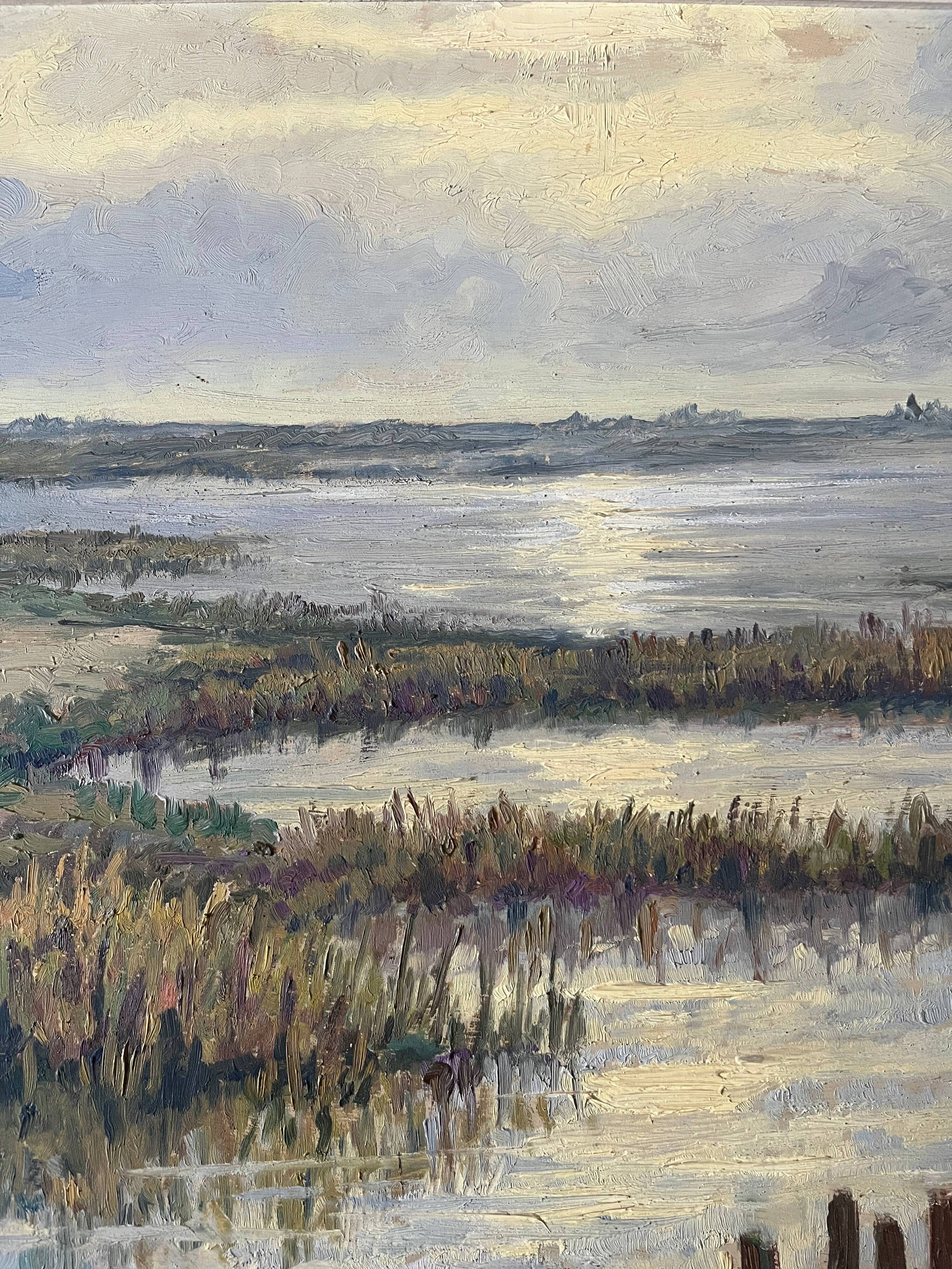 HSP painting, early 20th century, "Camargue Landscape" signed Jordyan + frame