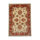 Red beige wool rug handmade oriental carpet traditional living room rug- 86x123cm