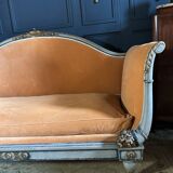 Napoleon iii period sofa in painted and gilded wood with cornucopia decor