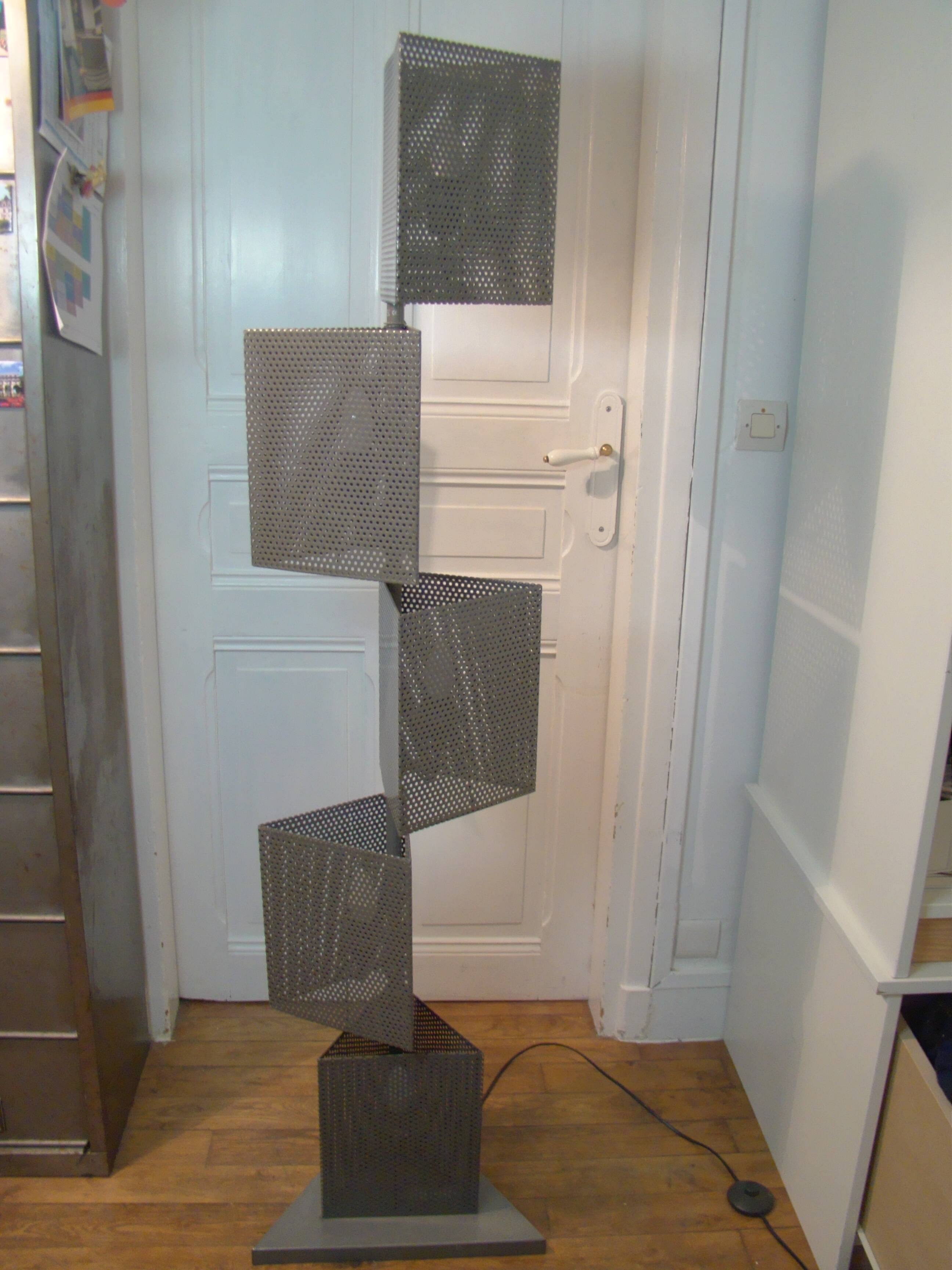 Vintage perforated metal floor lamp