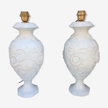 Pair of patinated plaster lamps