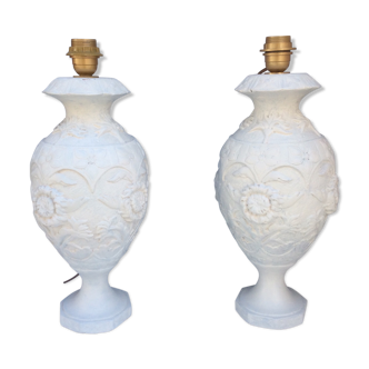 Pair of patinated plaster lamps
