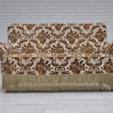 1960s, Danish 2-seater sofa, brown/beige furniture fabric, ash wood legs.