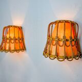 Paire d'appliques en rotin, France, 1960