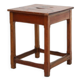 Vintage square wooden stool with handle, Belgium ca. 1920