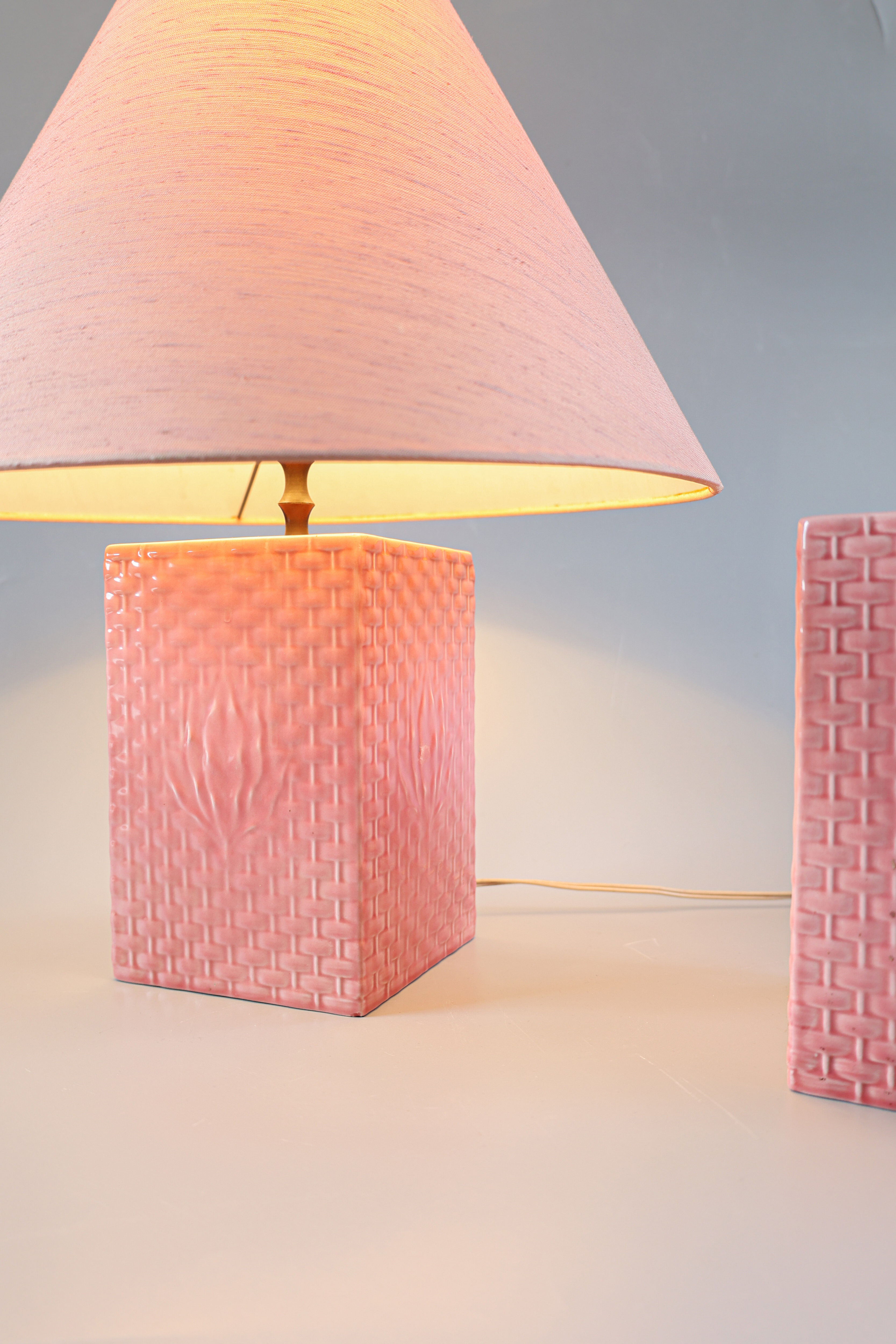 Pink Italian table lamps, 1970s.