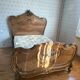 140cm Art Deco/Regency double bed in walnut