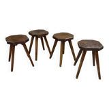 Pine stools with curved seat from the 50s