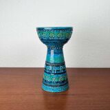 Rimini Blue Candle Holder in Mid-Century Ceramic by Aldo Londi for Bitossi, Italy, 1960s