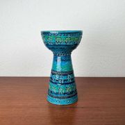 Rimini Blue Candle Holder in Mid-Century Ceramic by Aldo Londi for Bitossi, Italy, 1960s