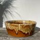 Ceramic salad bowl with beige drip glaze, 1970s pottery
