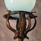 19th century bronze table lamp 38x16 blue opaline, very beautiful,