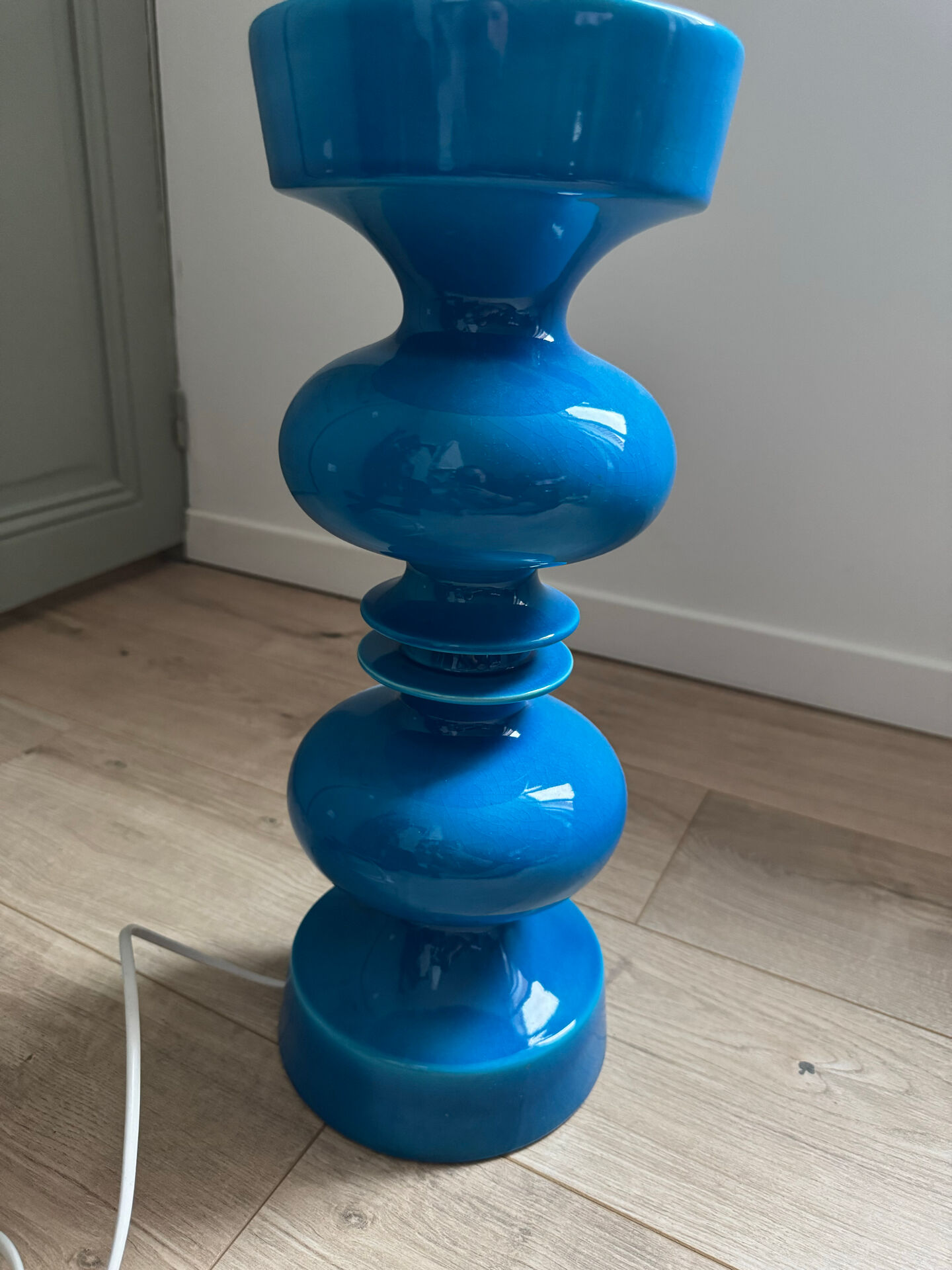 Vintage blue ceramic lamp