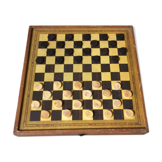 Play case, small horses, goose game, checkers game and chess