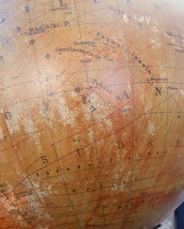 Vintage earth globe with light, Germany 1949