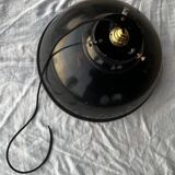 Suspension industrielle XXL en tôle émaillée noire