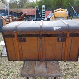 Old wooden travel trunk