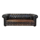 Canapé chesterfield 3 places en cuir de vachette patiné