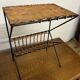 End table/ Magazine rack side table in wicker and iron, 1950s
