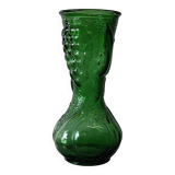 Vintage green glass vase with a fruit design in very good condition.