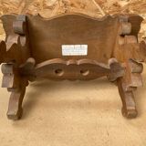 Antique Communion Bench Stool Carved Wood + Metal Monogram Early 20th Century