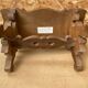 Ancien Tabouret Banc Communion Bois Sculpté + Monogramme Metal Début XXe