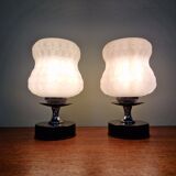 Pair of glass bedside lamps, 1970s